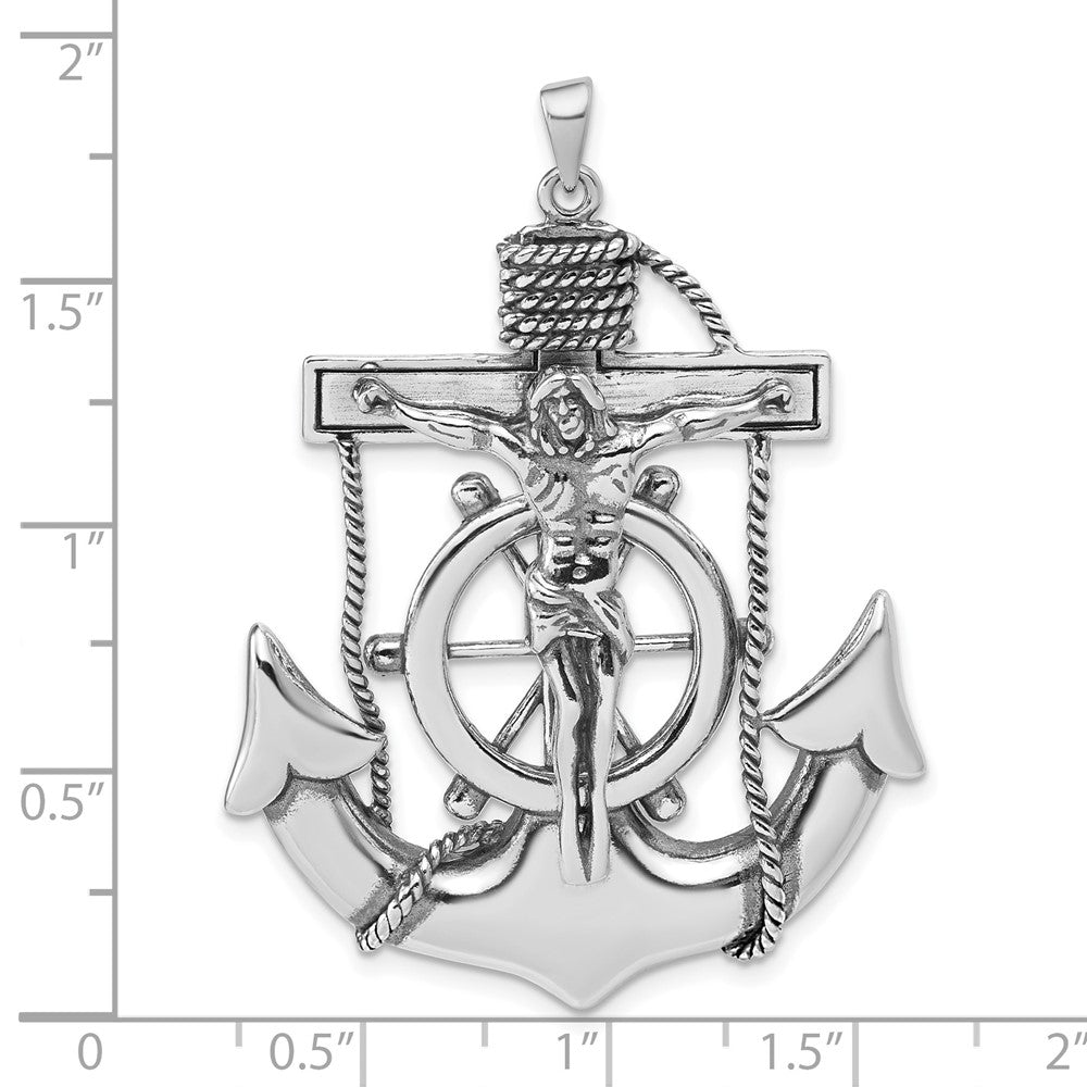 Sterling Silver Antiqued Mariner Cross Pendant