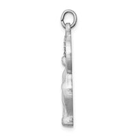 Sterling Silver Platinum-plated Polished & Satin CZ Miraculous Medal Pendan