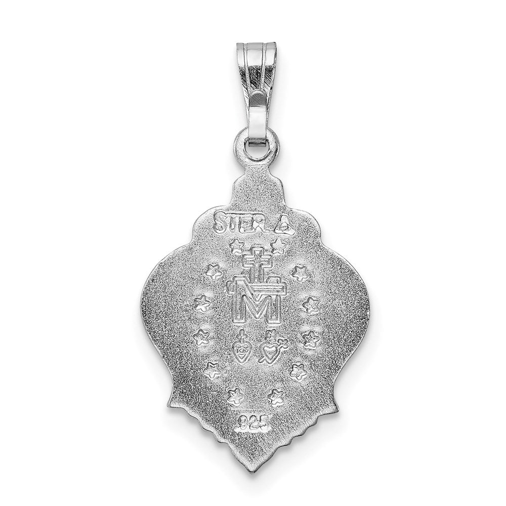 Sterling Silver Platinum-plated Polished Miraculous Blue CZ Pendant