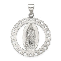 Sterling Silver Polished Religious Ruffled Circle Pendant