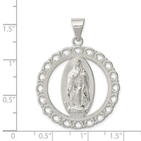 Sterling Silver Polished Religious Ruffled Circle Pendant