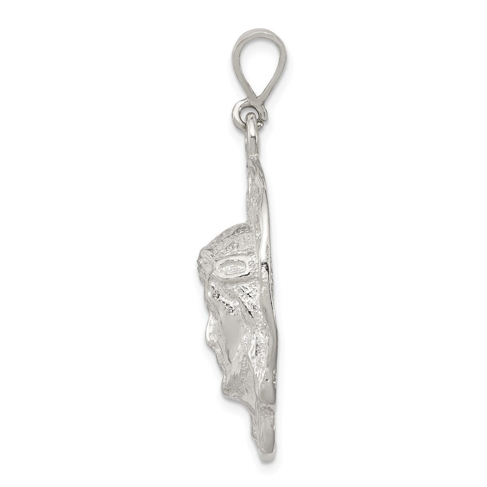 Sterling Silver Polished & Textured Jesus Head Pendant
