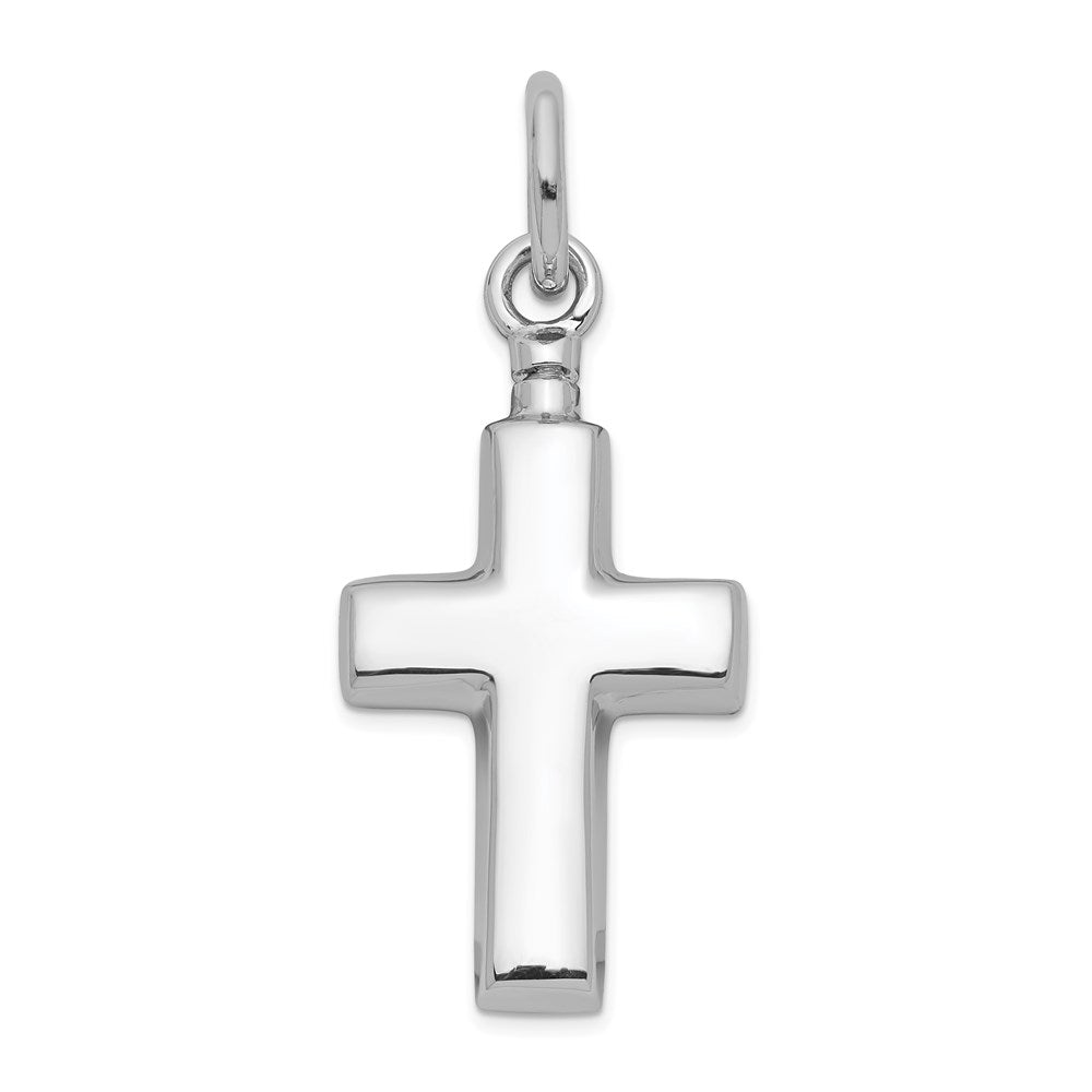 Sterling Silver Rhodium-plated Polished Cross Ash Holder Pendant