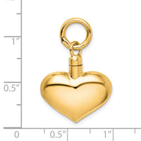 Sterling Silver Gold-plated Polished Puffy Heart Ash Holder Pendant