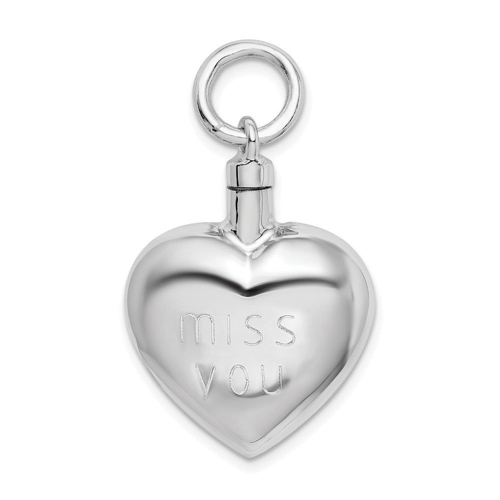 Sterling Silver Rhodium-plated Polished Heart Ash Holder Pendant