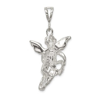 Sterling Silver Polished & Textured Flying Angel w/Heart Pendant