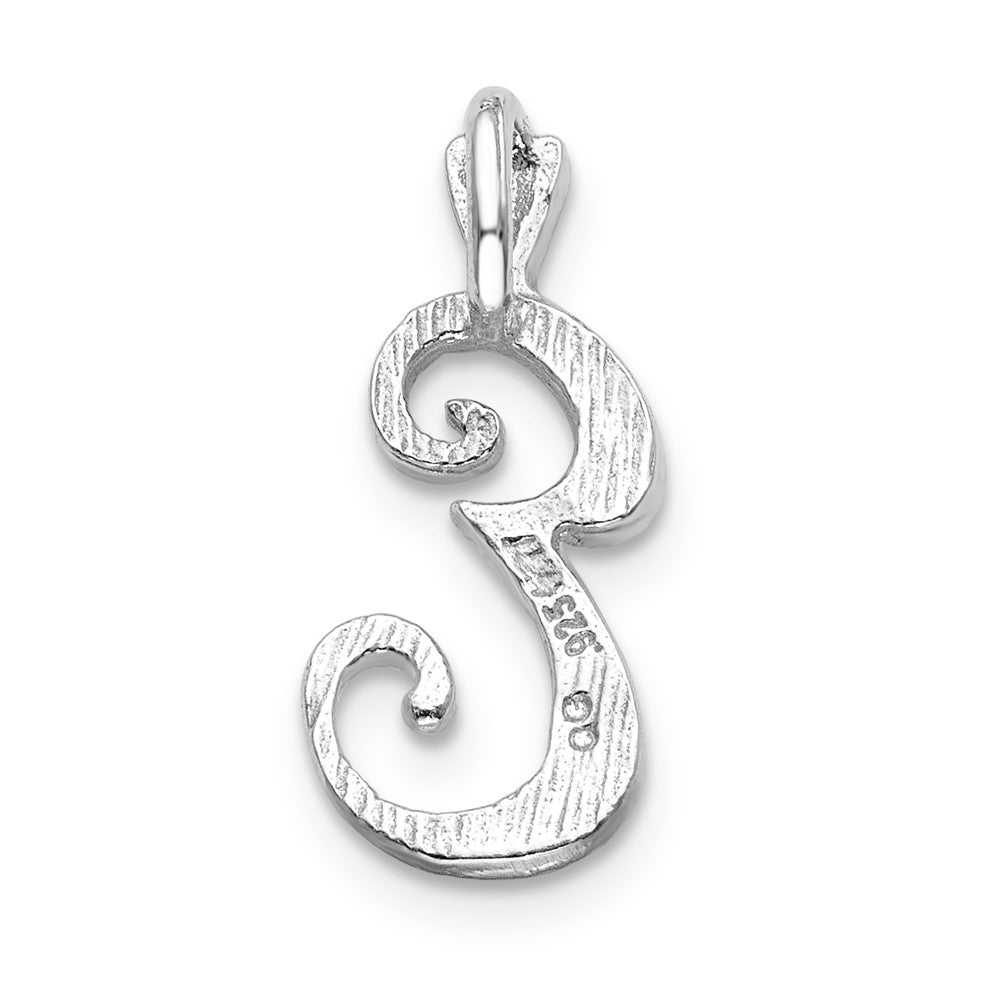 Sterling Silver Polished & Textured Letter E Initial Chain Slide