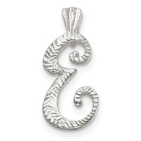 Sterling Silver Polished & Textured Letter E Initial Chain Slide