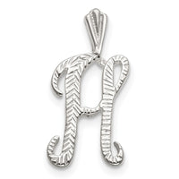 Sterling Silver Polished & Textured Letter H Initial Chain Slide