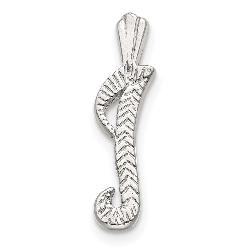 Sterling Silver Polished & Textured Letter I Initial Chain Slide