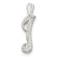 Sterling Silver Polished & Textured Letter I Initial Chain Slide