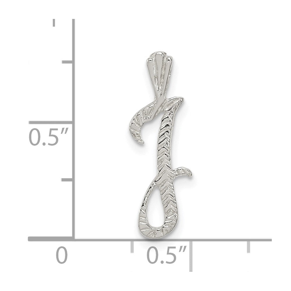 Sterling Silver Polished & Textured Letter J Initial Chain Slide