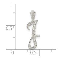 Sterling Silver Polished & Textured Letter J Initial Chain Slide