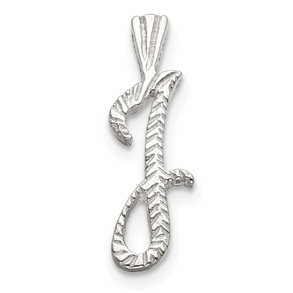 Sterling Silver Polished & Textured Letter J Initial Chain Slide