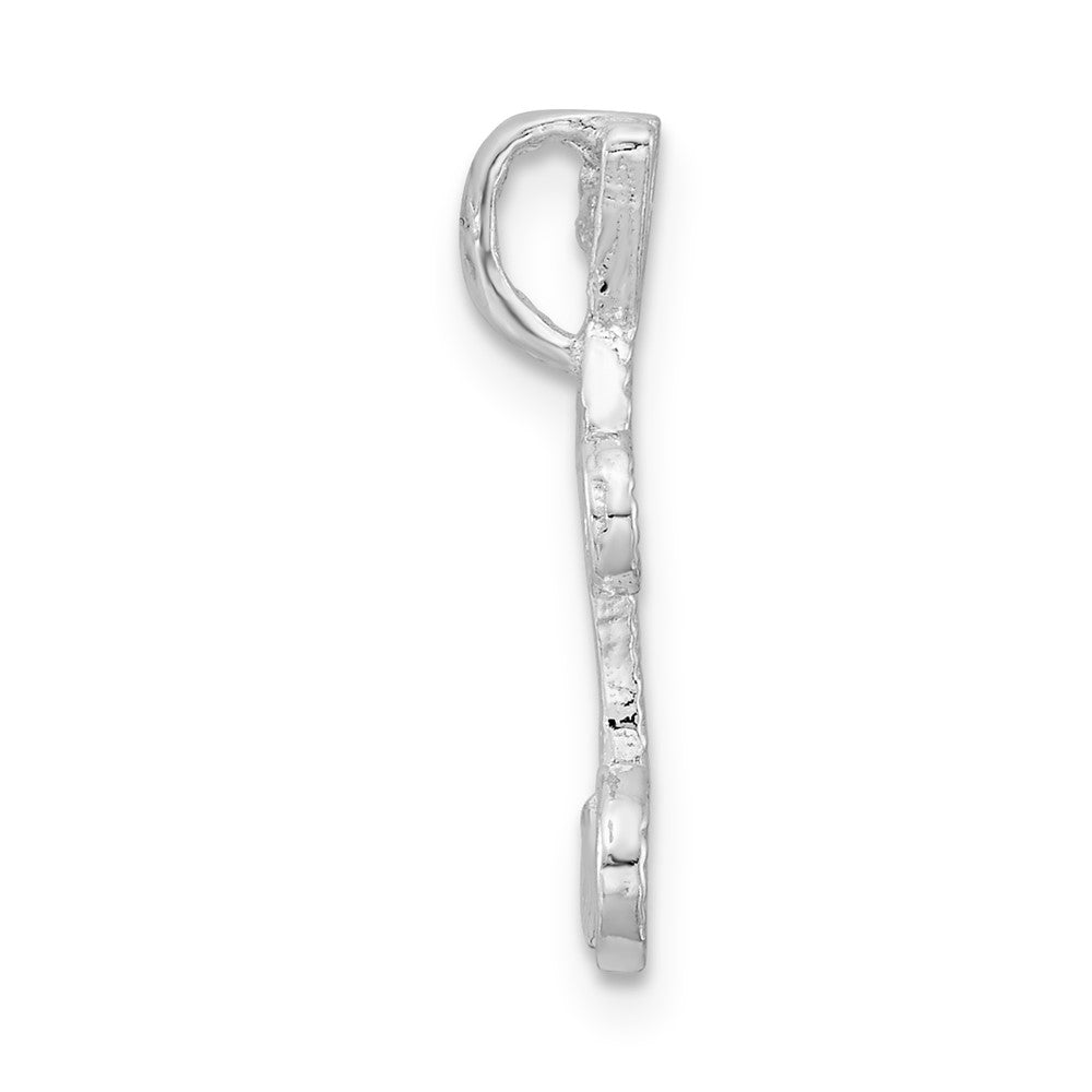 Sterling Silver Polished & Textured Letter L Initial Chain Slide
