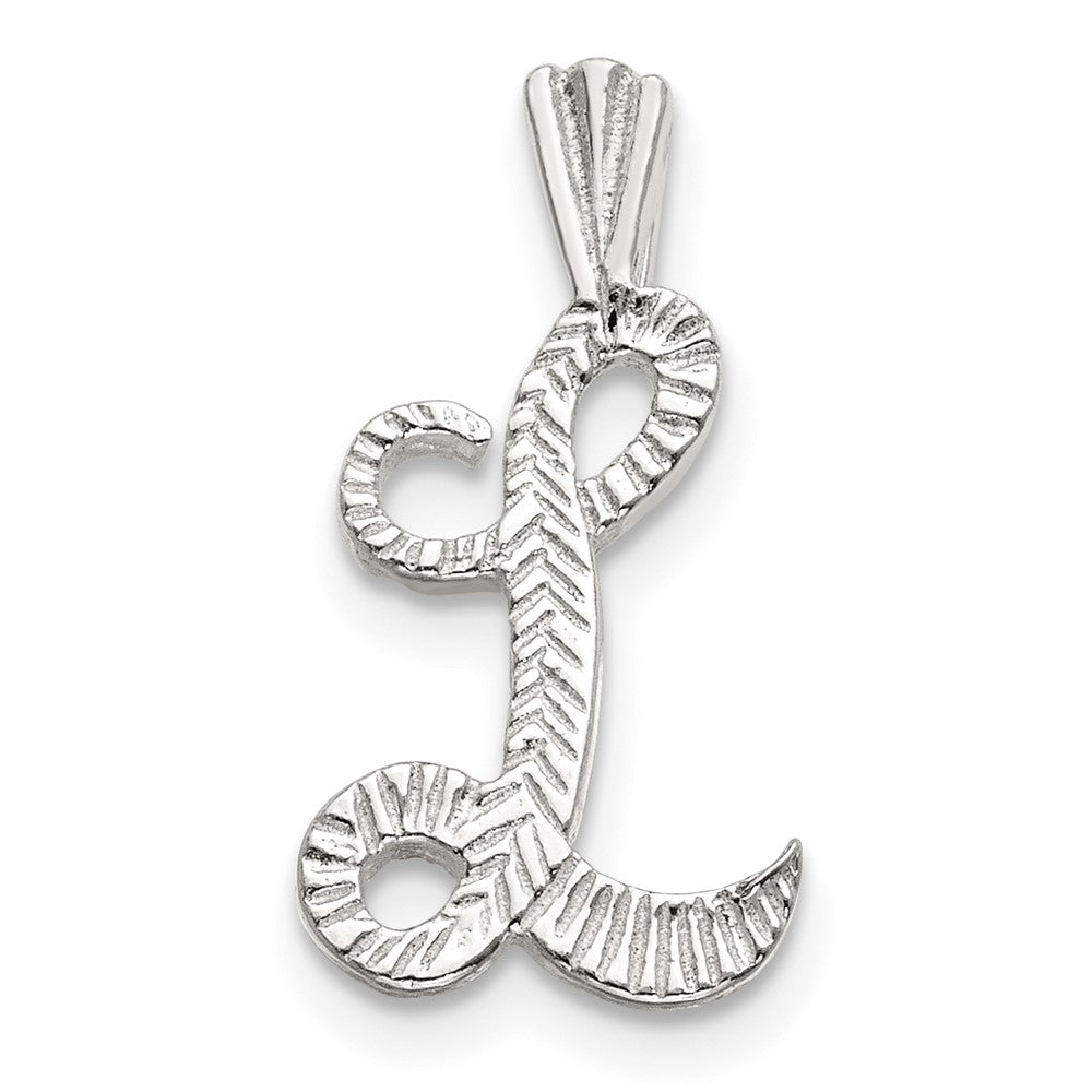 Sterling Silver Polished & Textured Letter L Initial Chain Slide