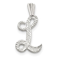 Sterling Silver Polished & Textured Letter L Initial Chain Slide