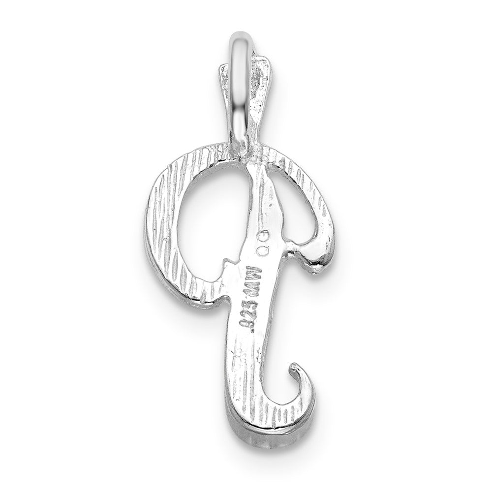 Sterling Silver Polished & Textured Letter P Initial Chain Slide