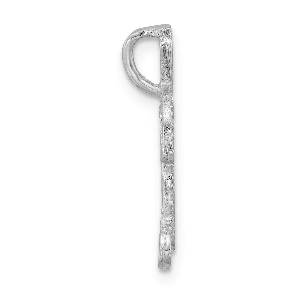 Sterling Silver Polished & Textured Letter R Initial Chain Slide