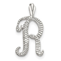 Sterling Silver Polished & Textured Letter R Initial Chain Slide