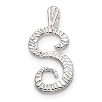 Sterling Silver Polished & Textured Letter S Initial Chain Slide