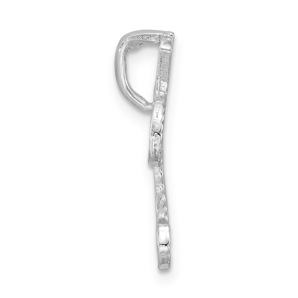 Sterling Silver Polished & Textured Letter T Initial Chain Slide