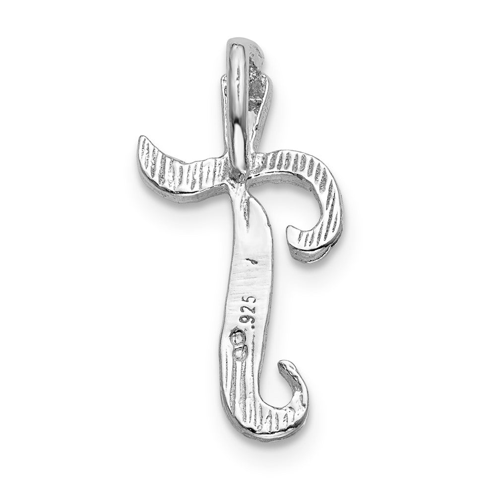 Sterling Silver Polished & Textured Letter T Initial Chain Slide