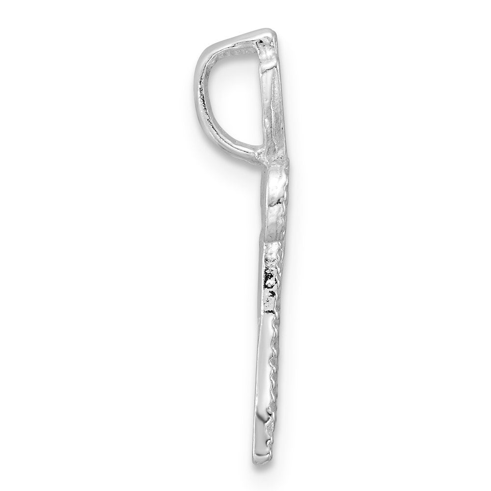 Sterling Silver Polished & Textured Letter W Initial Chain Slide