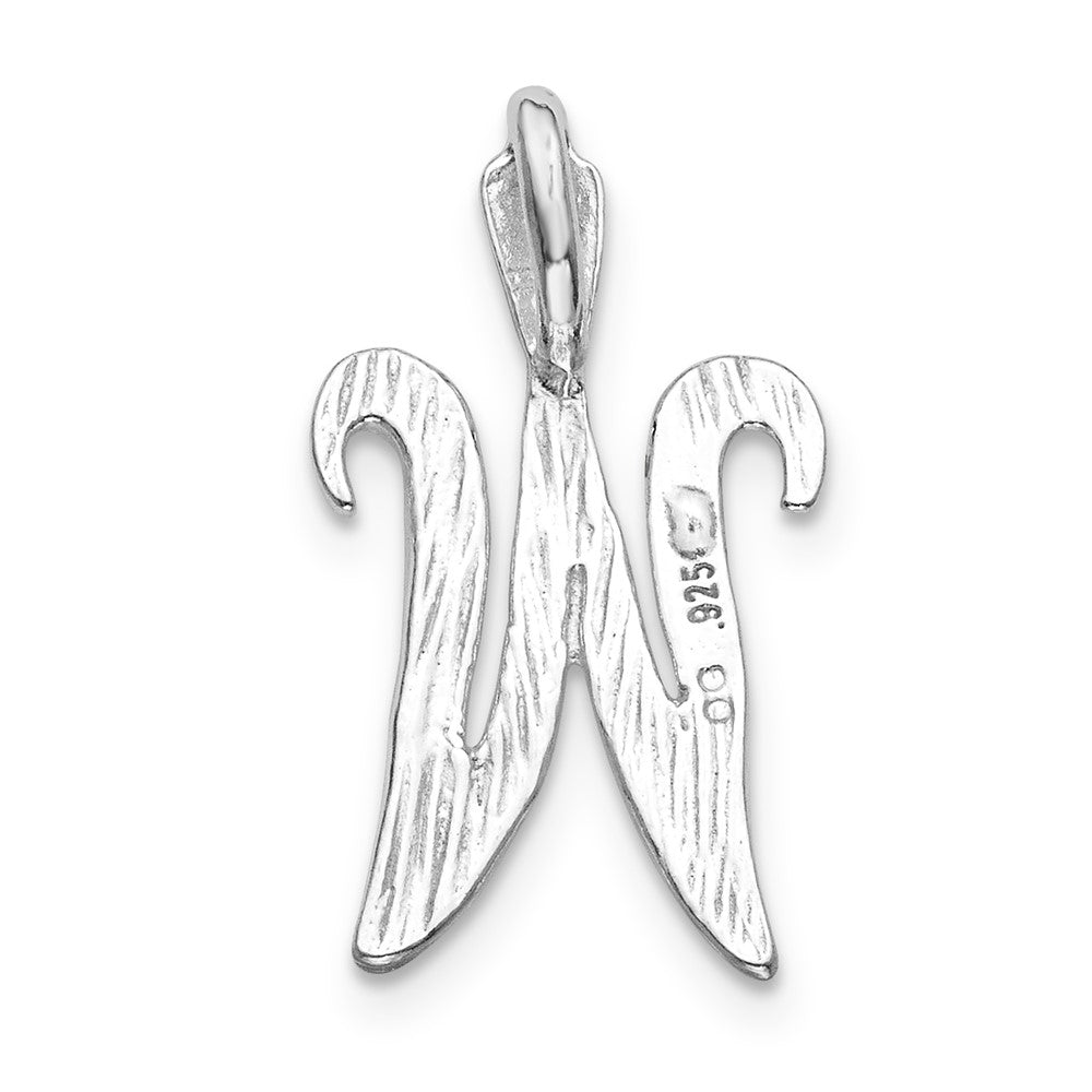 Sterling Silver Polished & Textured Letter W Initial Chain Slide