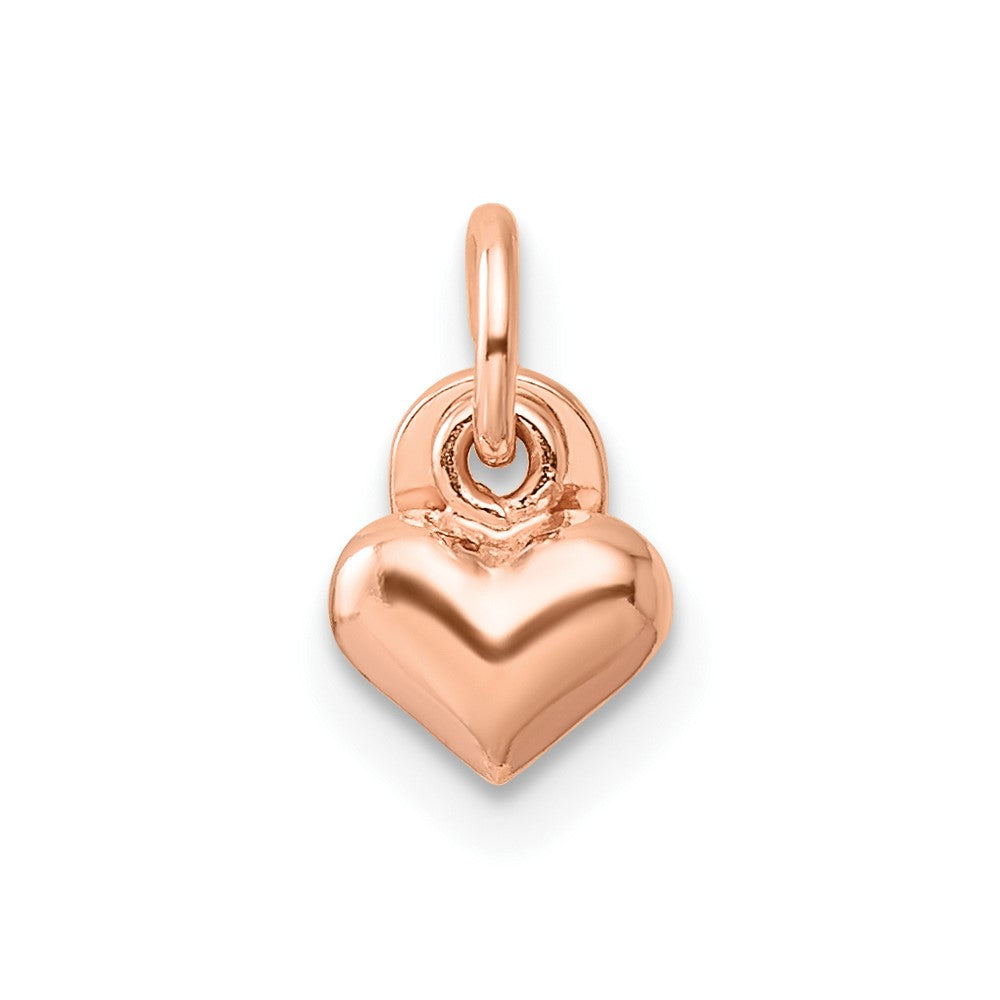 Sterling Silver Rose-tone Polished Puffed Heart Pendant