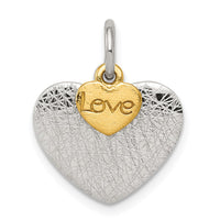 Sterling Silver Gold-plated Textured Love Charm Pendant