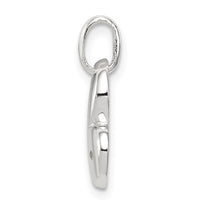 Sterling Silver Polished Diamond Heart Pendant