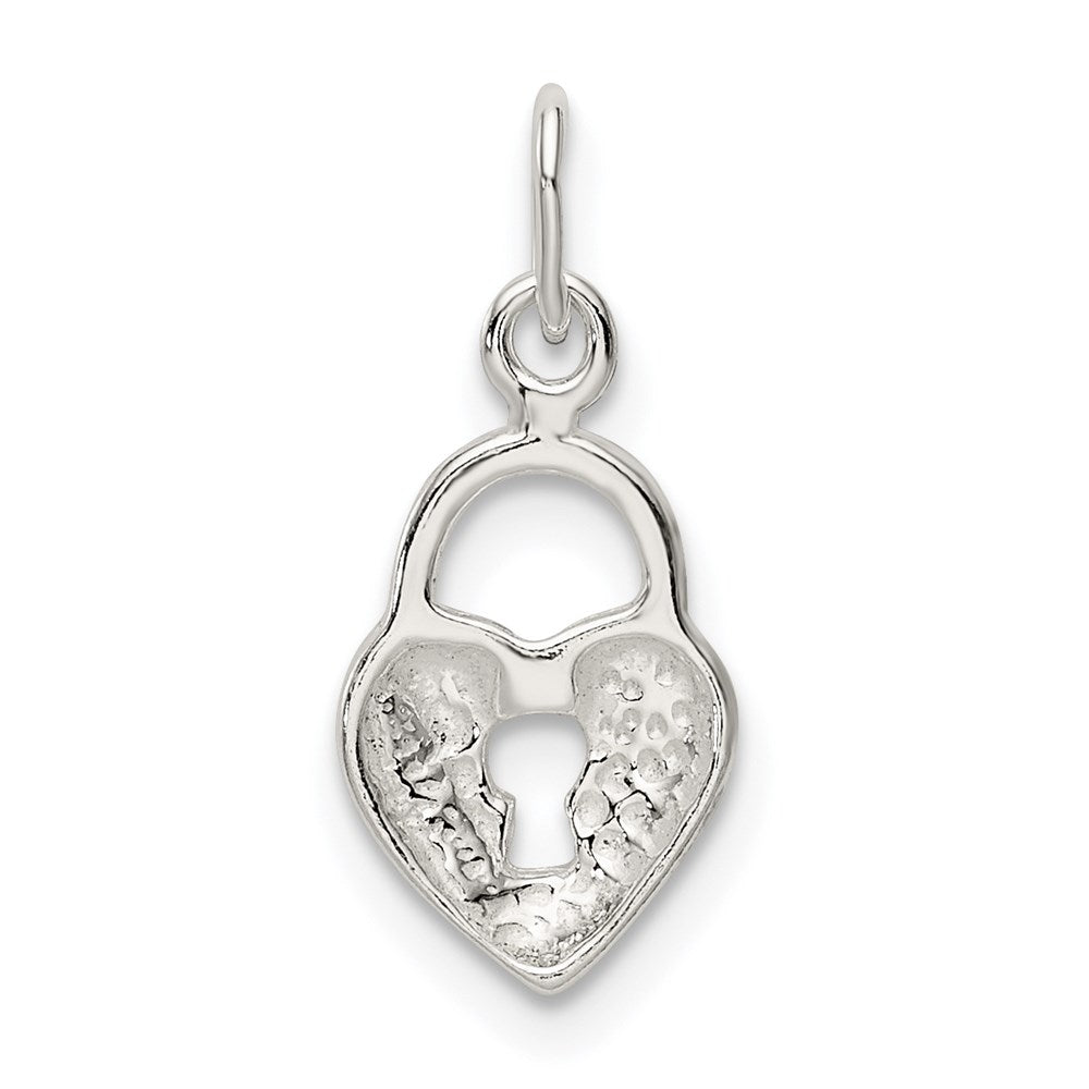 Sterling Silver Polished Heart Lock Charm
