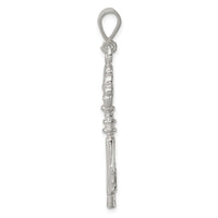 Sterling Silver Polished & Textured Key Pendant