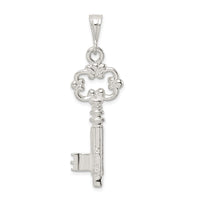 Sterling Silver Polished & Textured Key Pendant