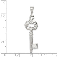 Sterling Silver Polished & Textured Key Pendant