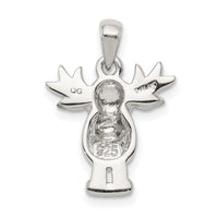 Sterling Silver Rhodium-plated Polished/Satin Moose Pendant