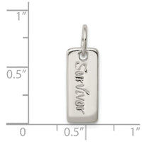 Sterling Silver Polished COURAGE/SURVIVOR Reversible Charm