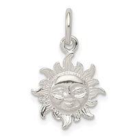 Sterling Silver Polished Face in Sun Pendant