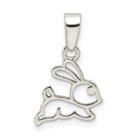 Sterling Silver Rhodium-plated Polished Bunny Pendant