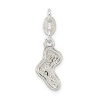 Sterling Silver Polished Enamel Christmas Stocking Charm