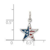 Sterling Silver Polished Enamel American Flag Star Pendant