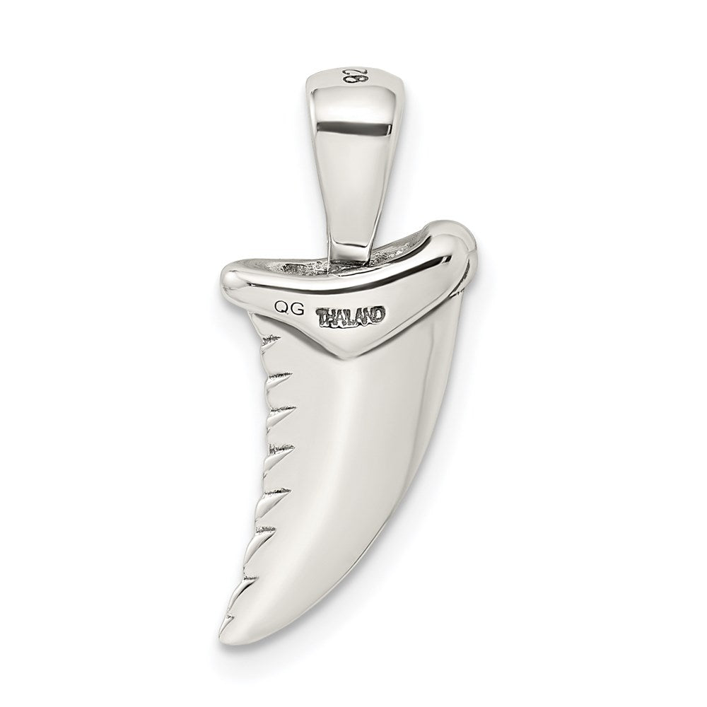 Sterling Silver Antiqued Polished Shark Tooth Pendant
