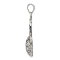 Sterling Silver Antiqued & Textured Basketball with Backboard Pendant