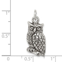 Sterling Silver Antiqued & Textured Perched Owl Pendant