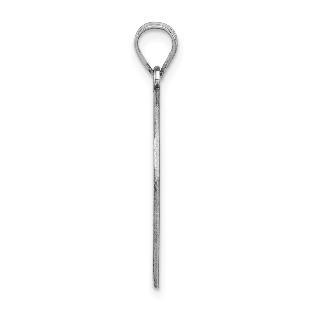 Sterling Silver Rhodium-plated Fancy Script Letter I Initial Pendant