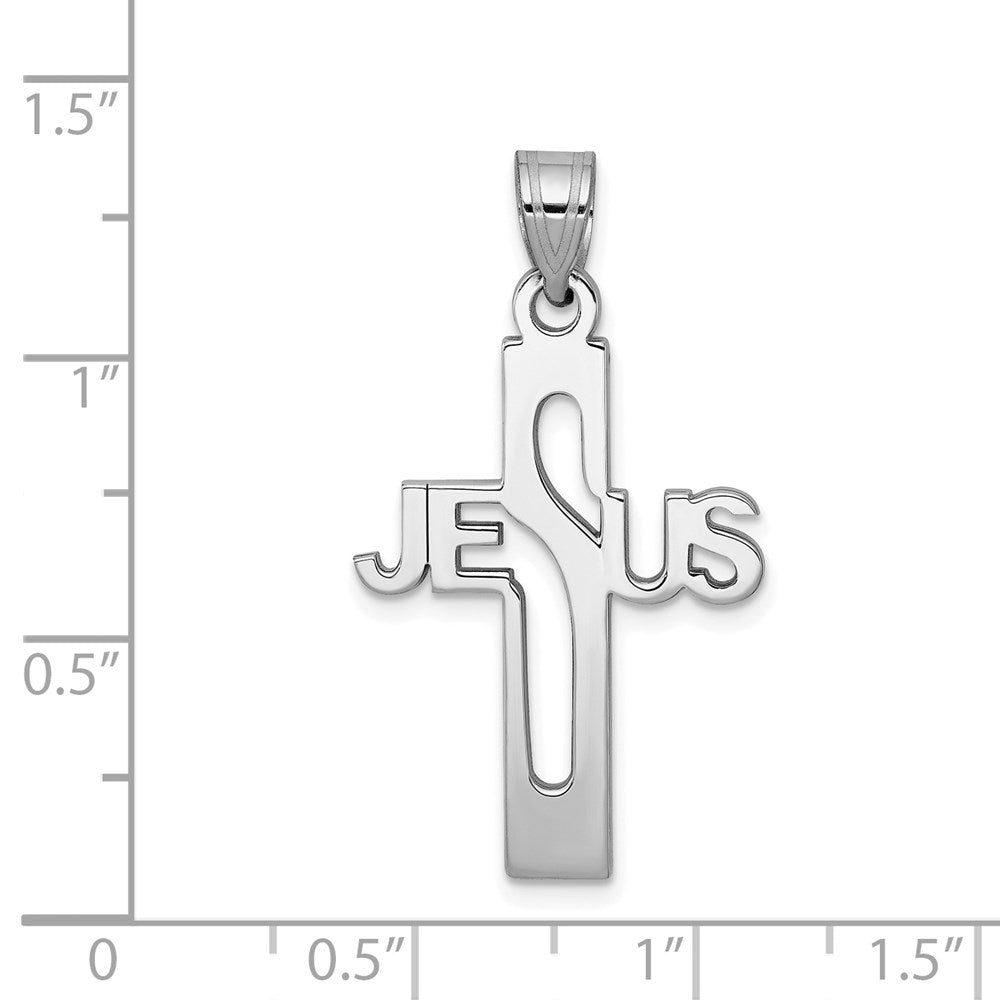 Sterling Silver Rhodium-plated Jesus Cross Small Pendant