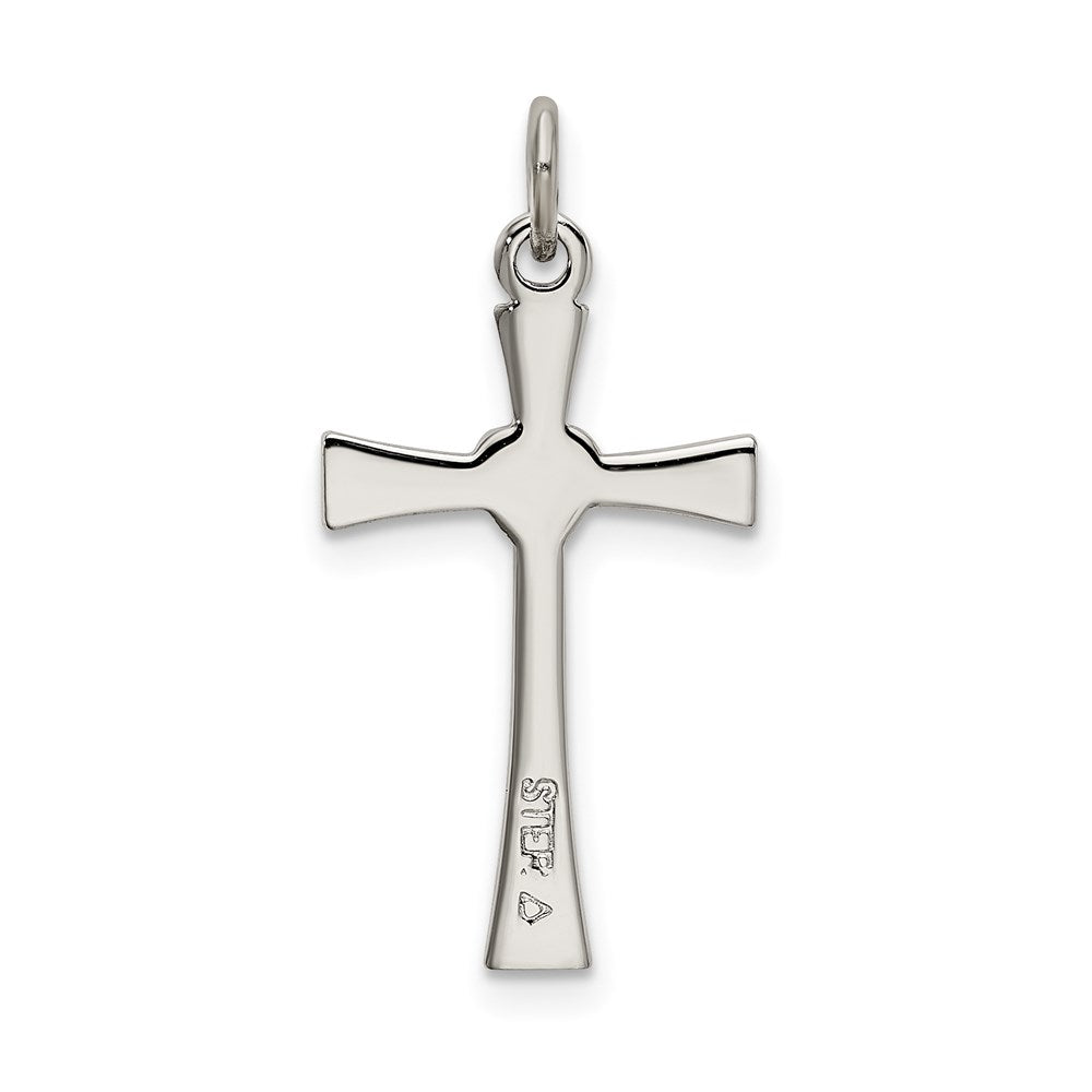 Sterling Silver Polished CZ Heart Cross Pendant