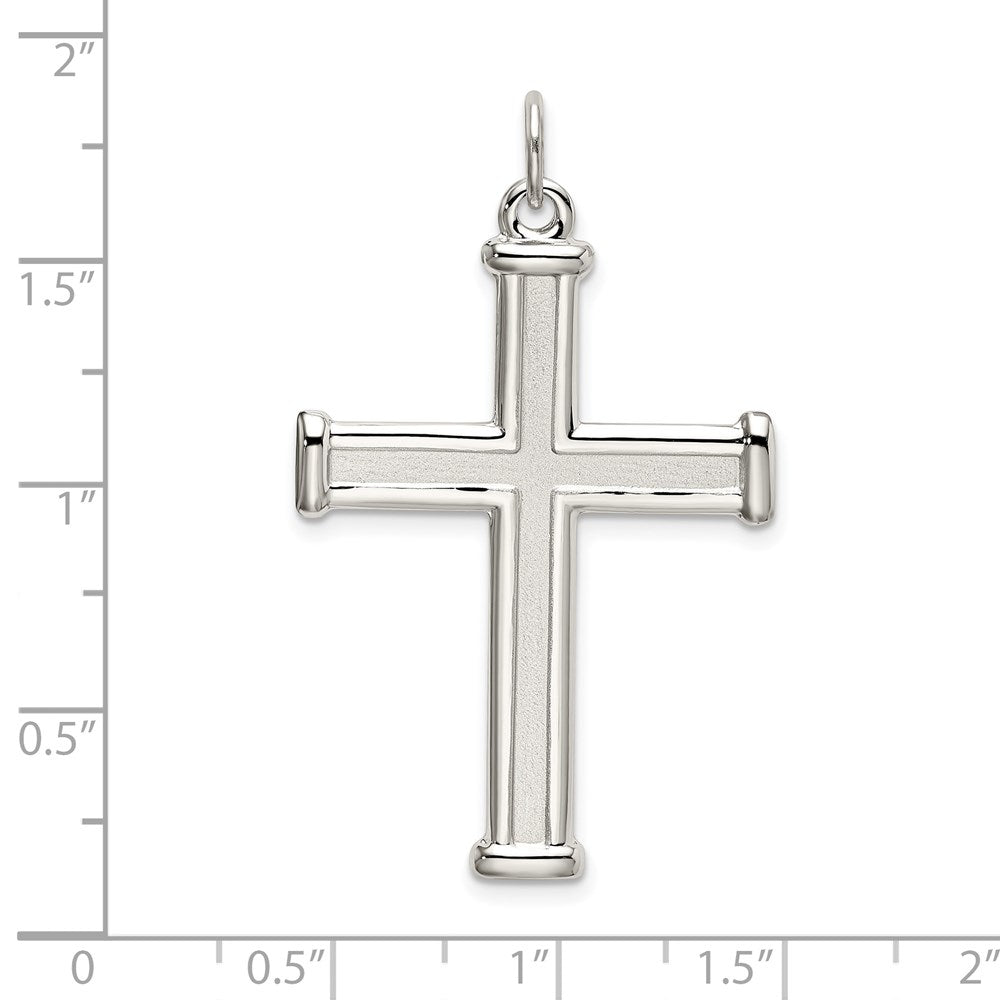 Sterling Silver Polished and Satin Cross Pendant