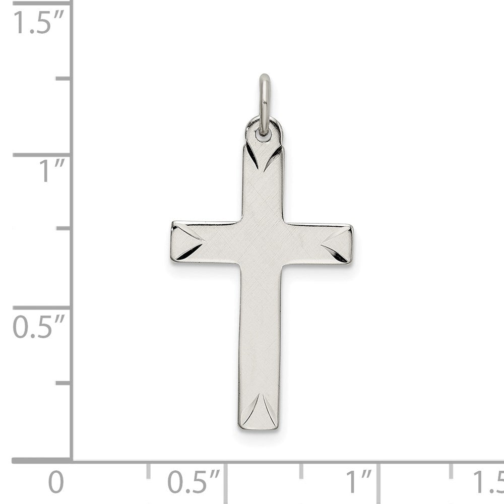 Sterling Silver Satin and D/C Cross Pendant